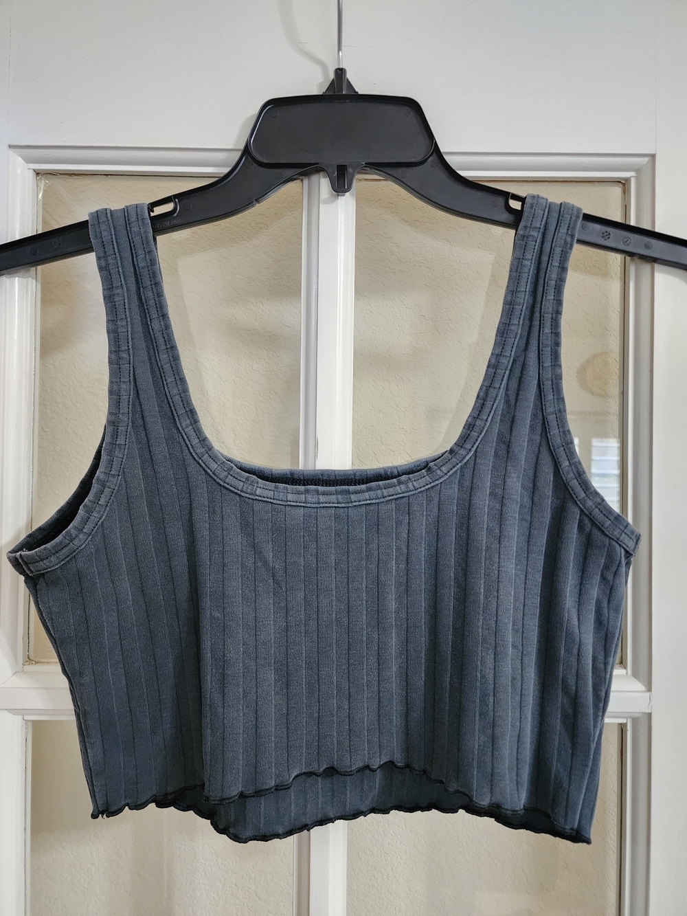 OFFLINE by Aerie Ribbed Crop Tank Top Gray Cotton Stretch Small - Picture 3 of 9